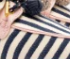 Navy Striped and Pink Leather