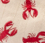 White Striped Fabric and Lobster Embroidery