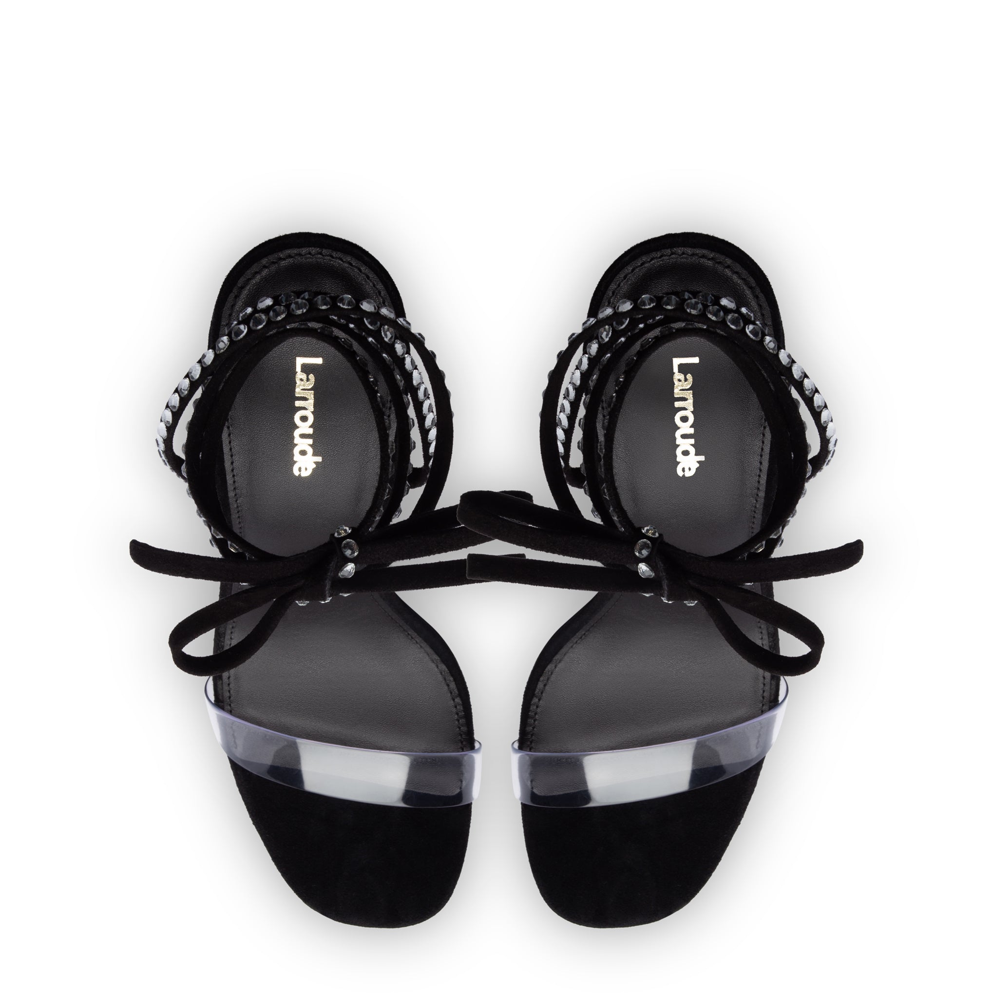 Gloria Disco Sandal In Black Suede and Vinyl