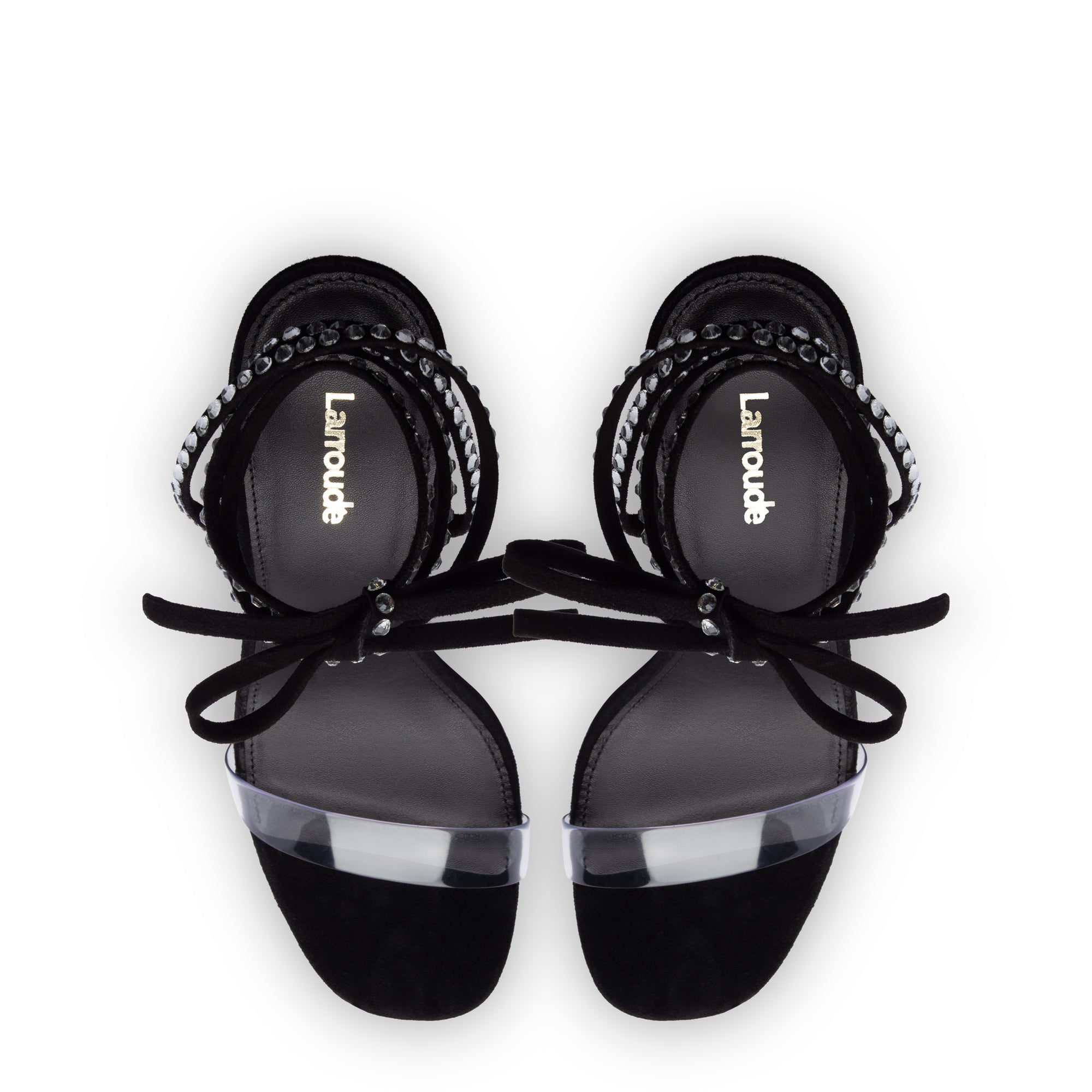 Larroudé Marilyn Sandal in Black Satin 7.0