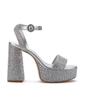 Dolly Crystal Sandal In Gray Suede - Larroude