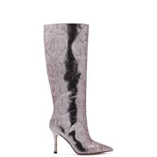 Kate Boot In Silver Metallic Stamped Leather
