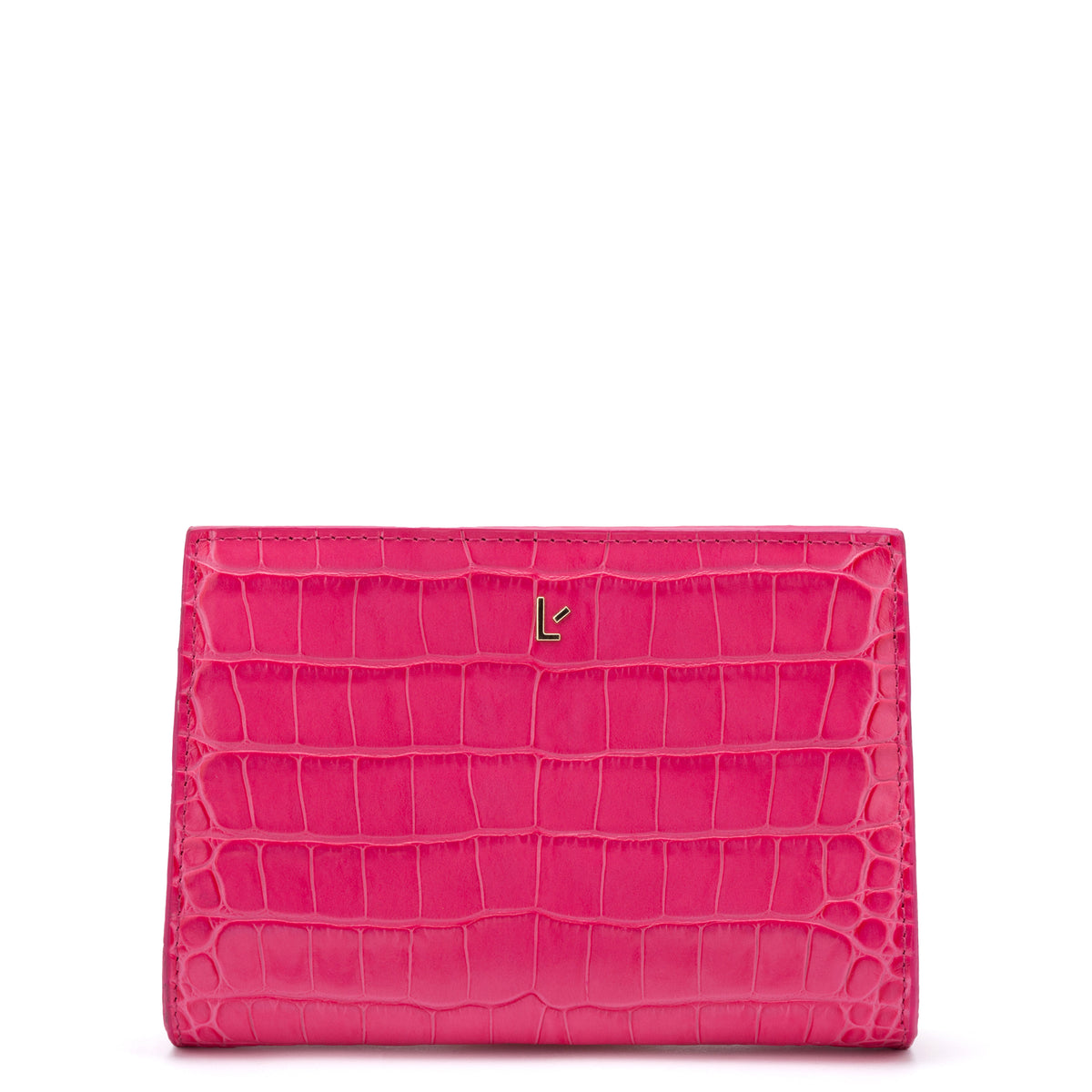 Erin Clutch In Bright Pink Stamped Leather