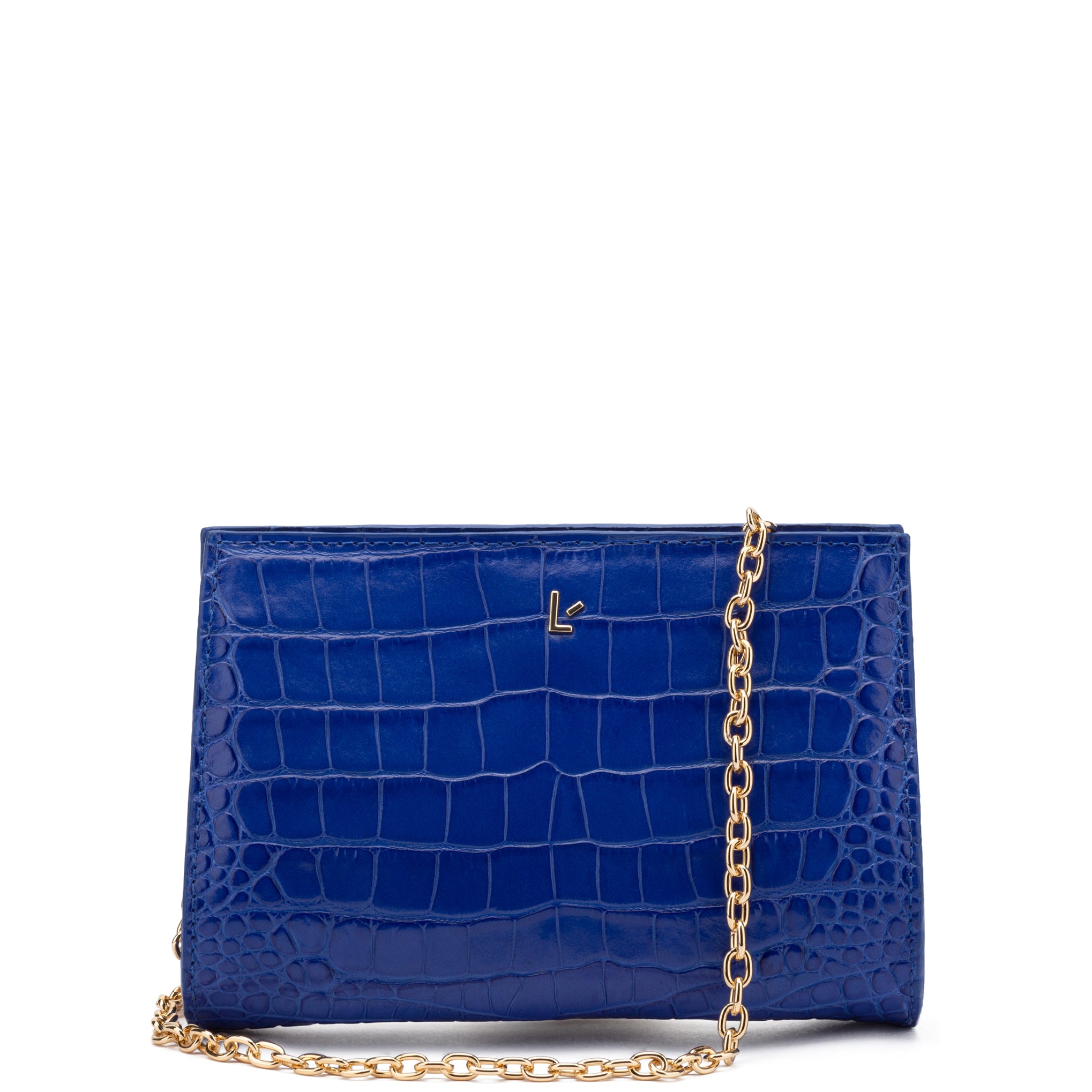 Blue leather sale clutch bag