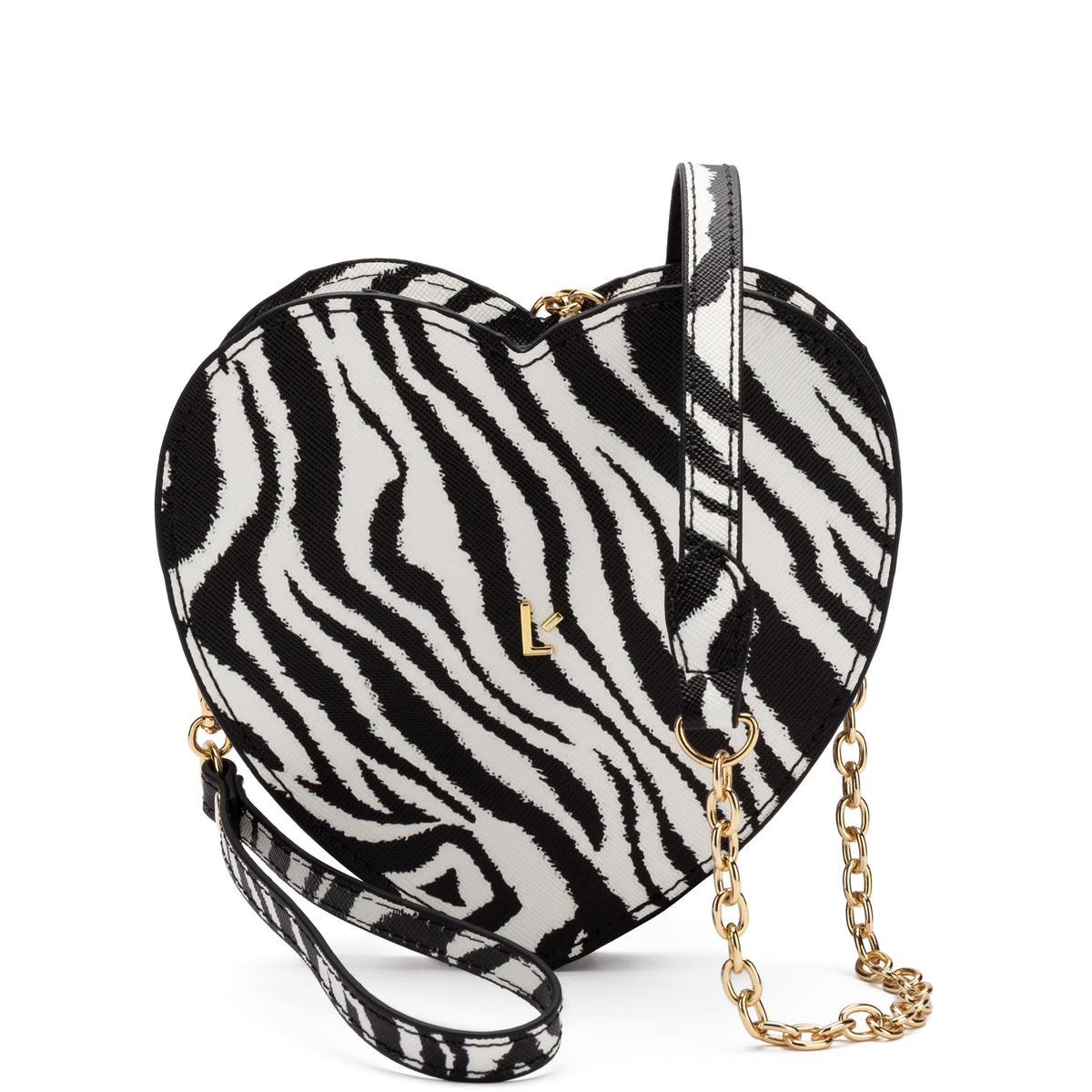 Heartbreaker Crossbody Bag In Zebra Print Vegan Saffiano Leather