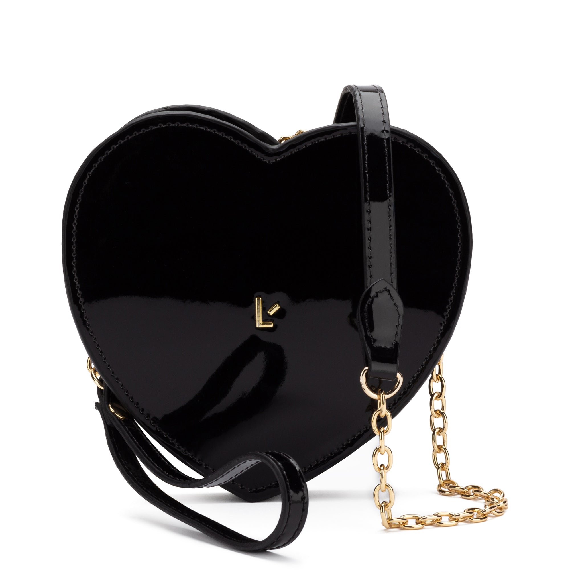 Heartbreaker Crossbody Bag In Black Vegan Patent Leather - Larroude