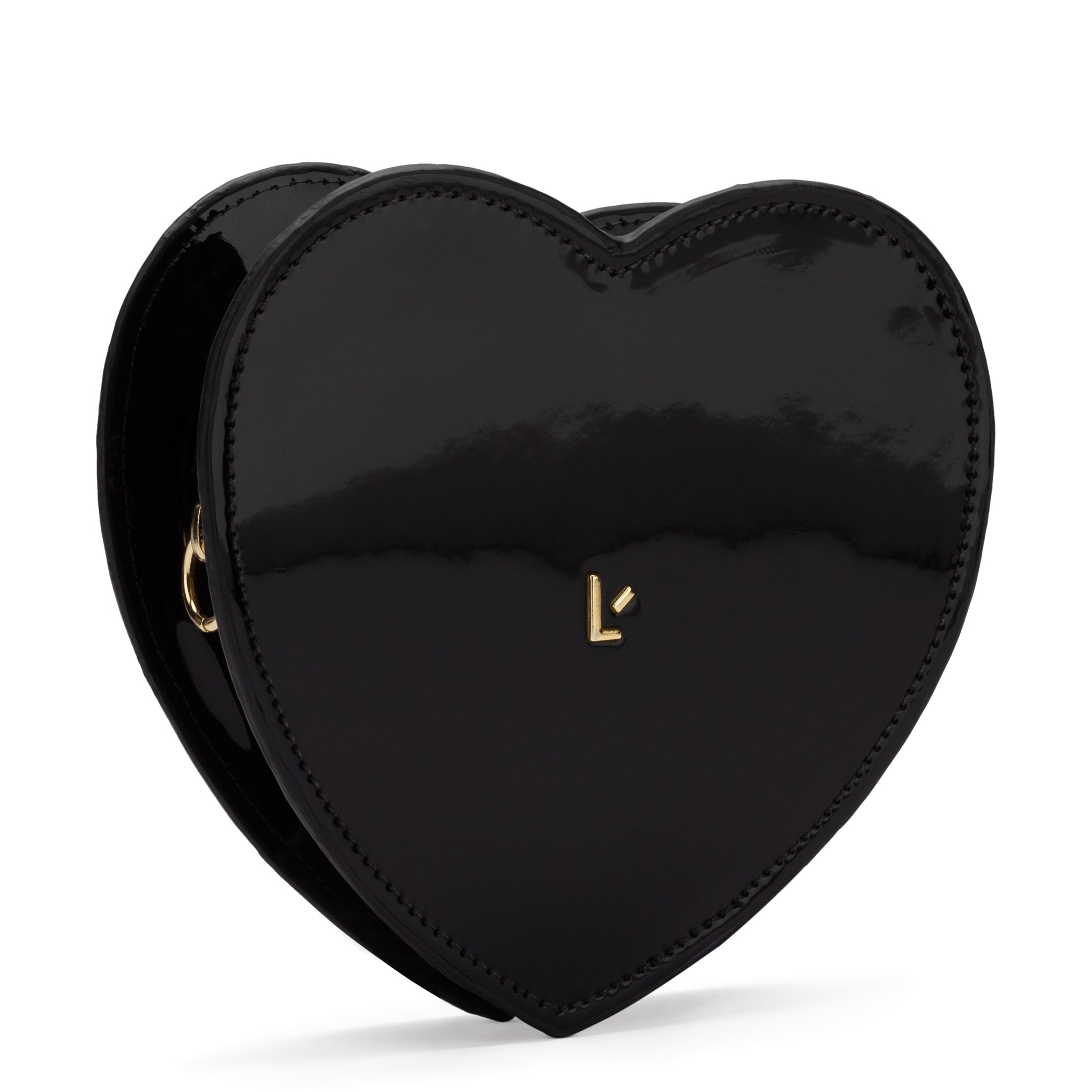 Heartbreaker Crossbody Bag In Black Vegan Patent Leather - Larroude