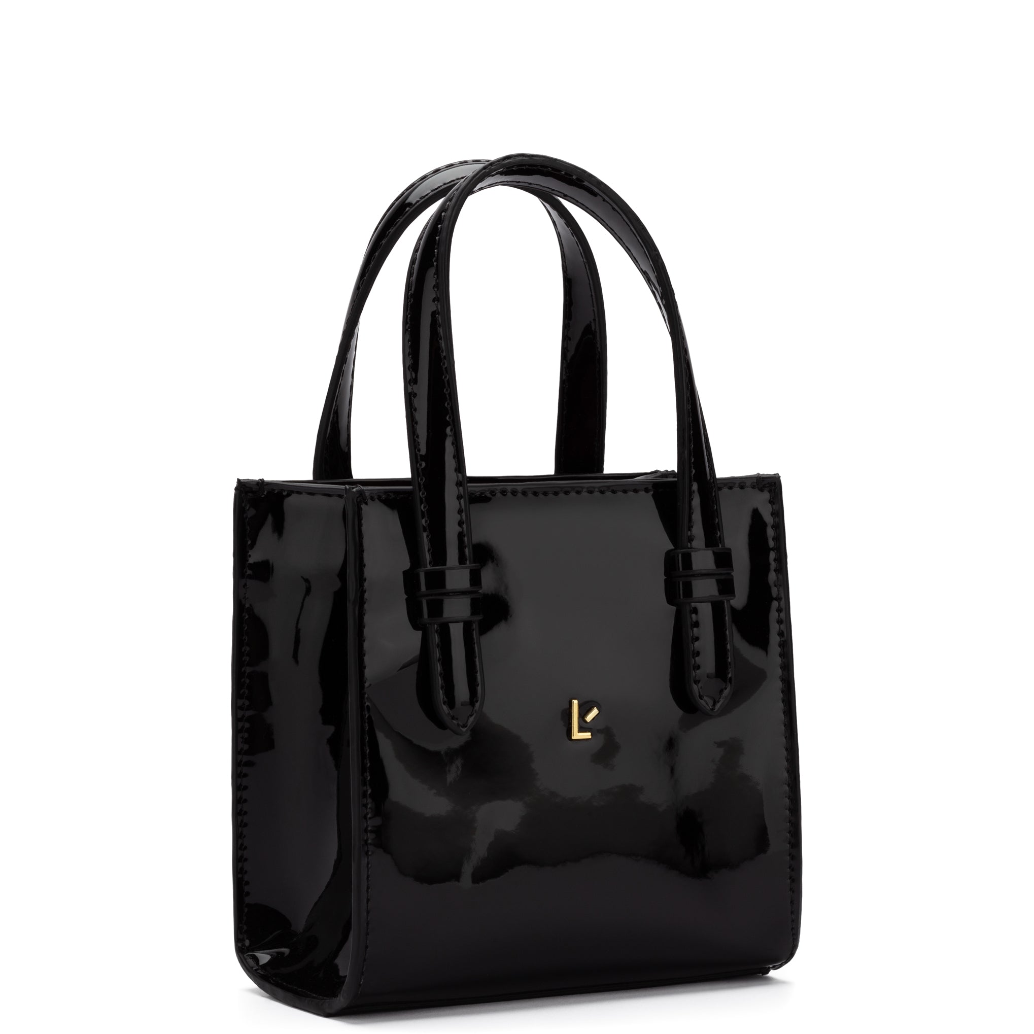 Black patent mini discount bag