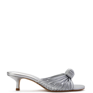 Valerie Mule In Silver Metallic Leather - Larroude