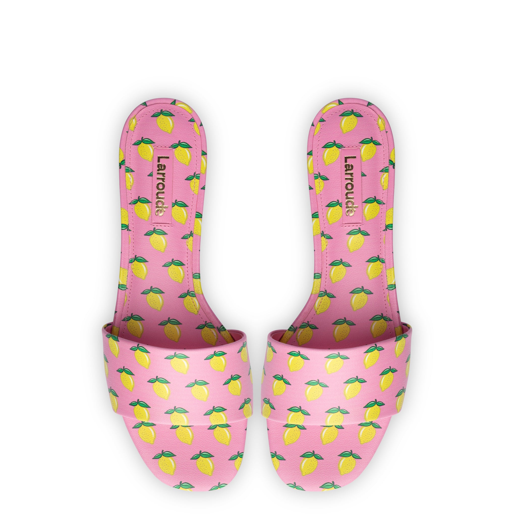 Ivy Flat Mule In Bubblegum and Lemon Print Leather