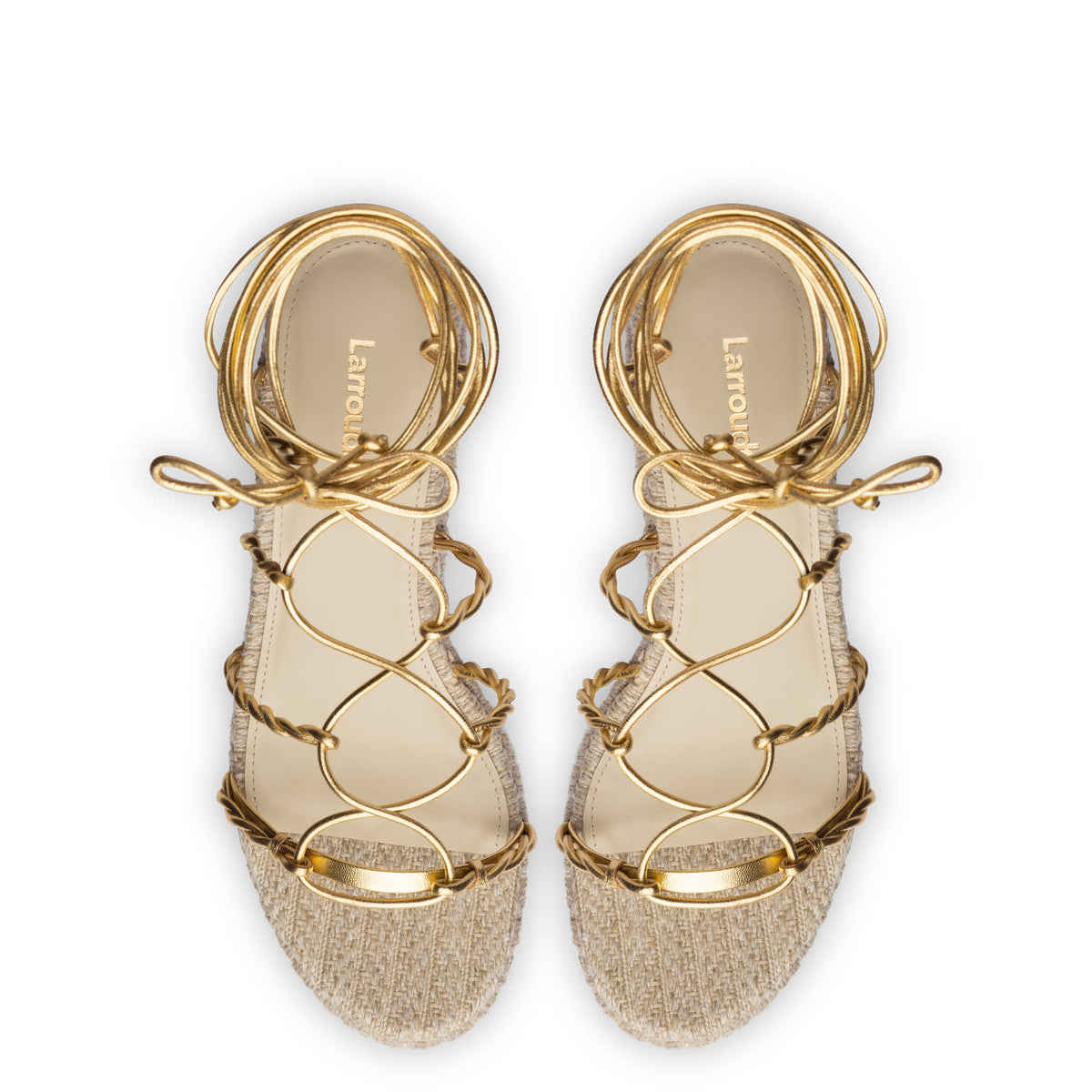 Coco Platform Sandal In Raffia and Gold Metallic Leather