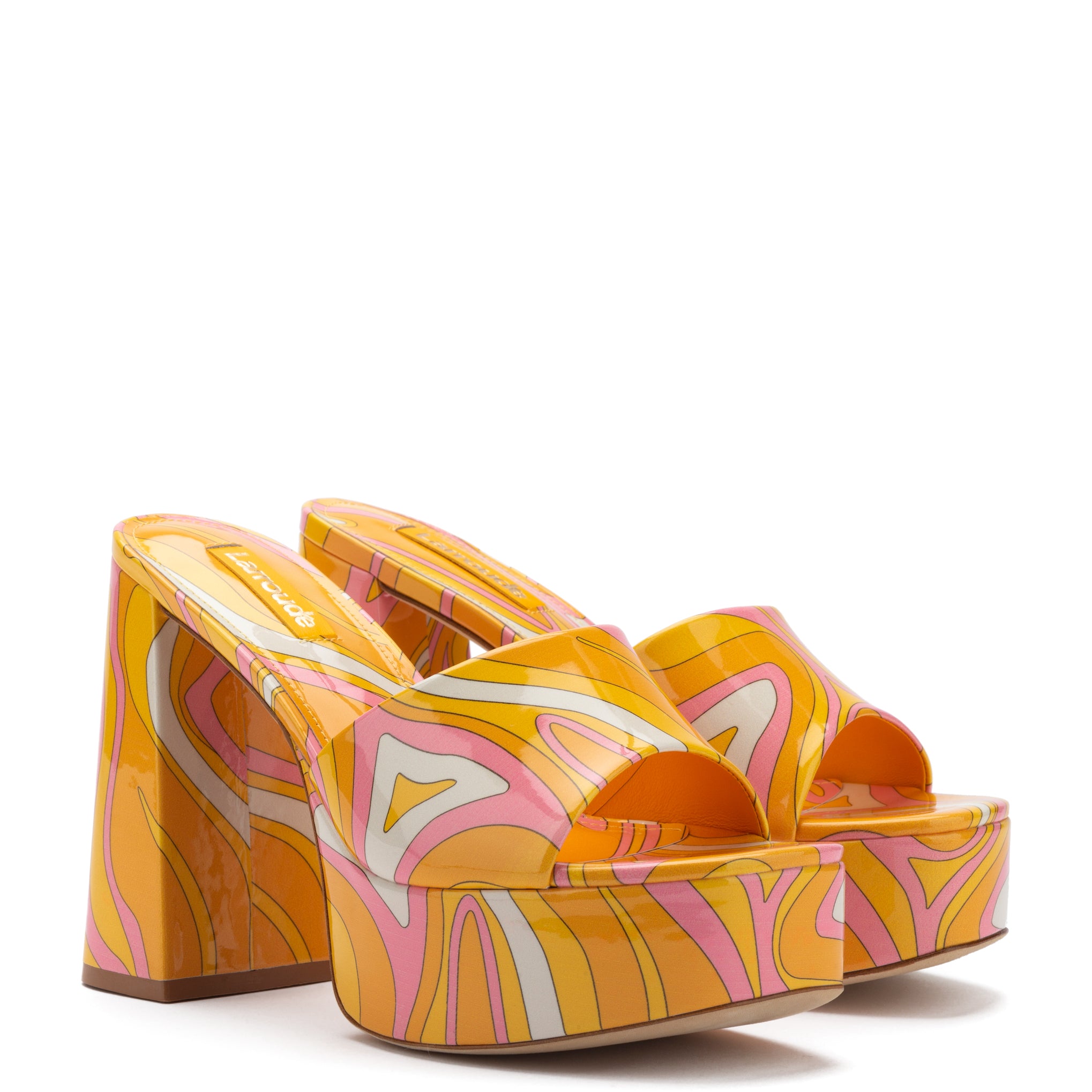 Dolly Mule In Sun Wave Print Patent Leather - Sandals - Larroudé