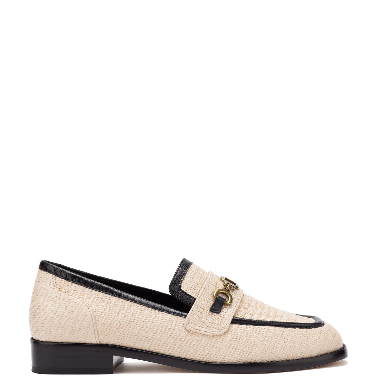 Patricia Loafer In Natural Raffia and Black Leather