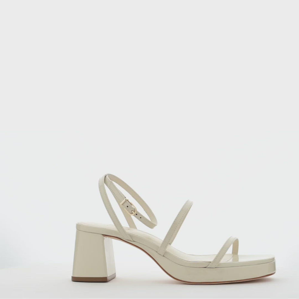 Gio Sandal In Ivory Patent Leather - Larroude