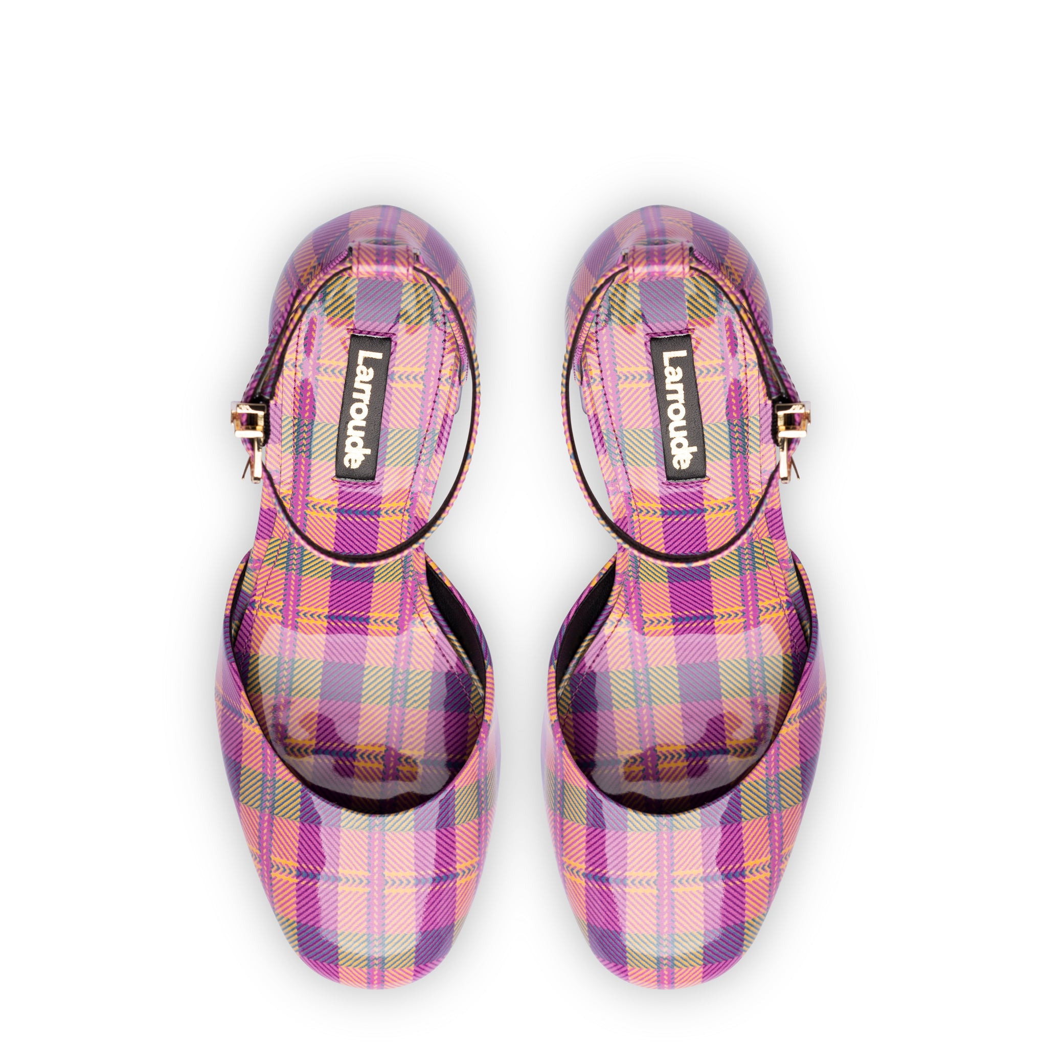 Ari Pump In Pink Tartan Patent Leather