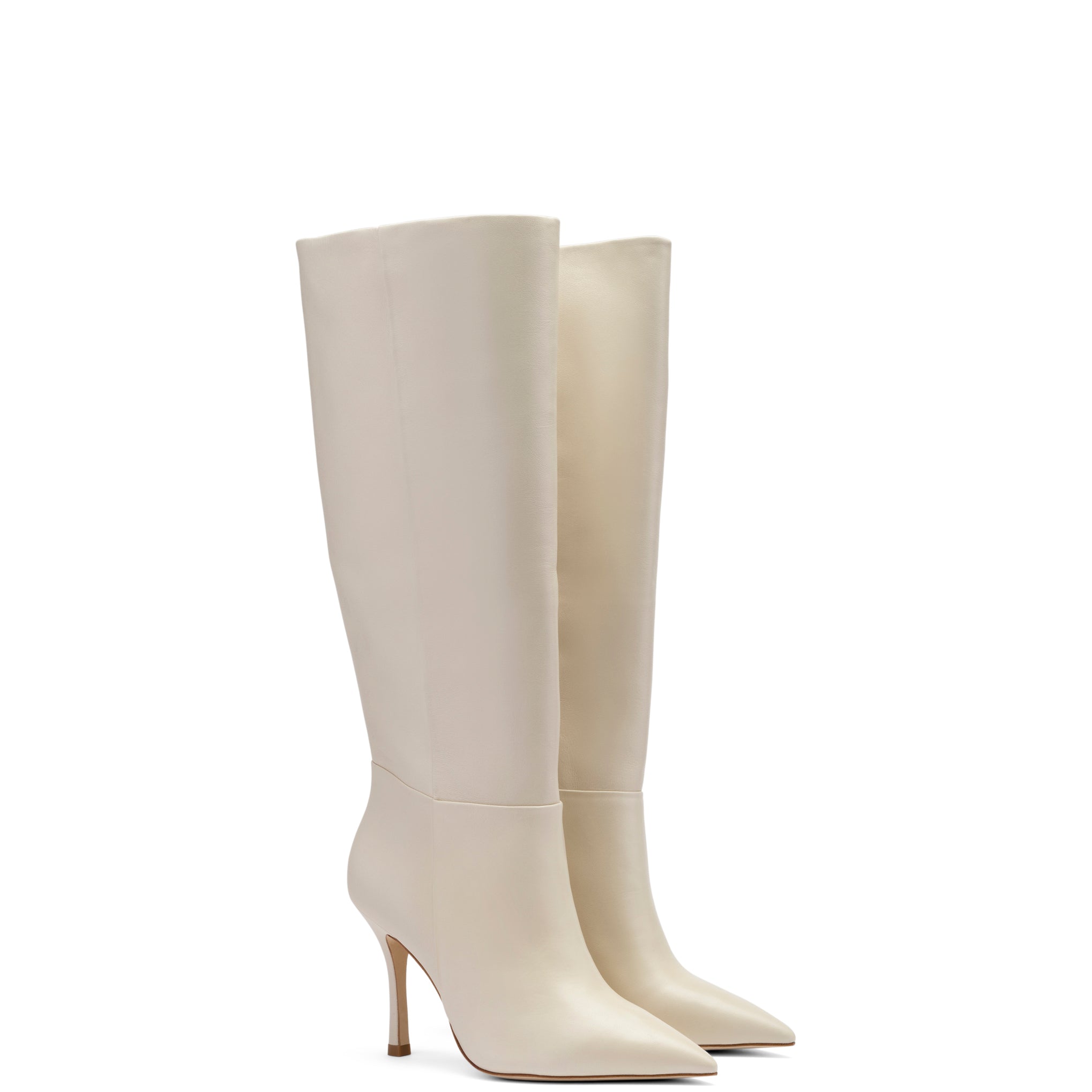 White leather 2025 stiletto boots