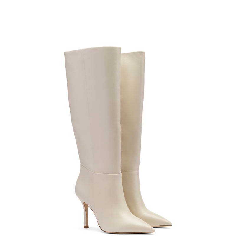 Kate Boot In Ivory Leather | Larroude Shoes