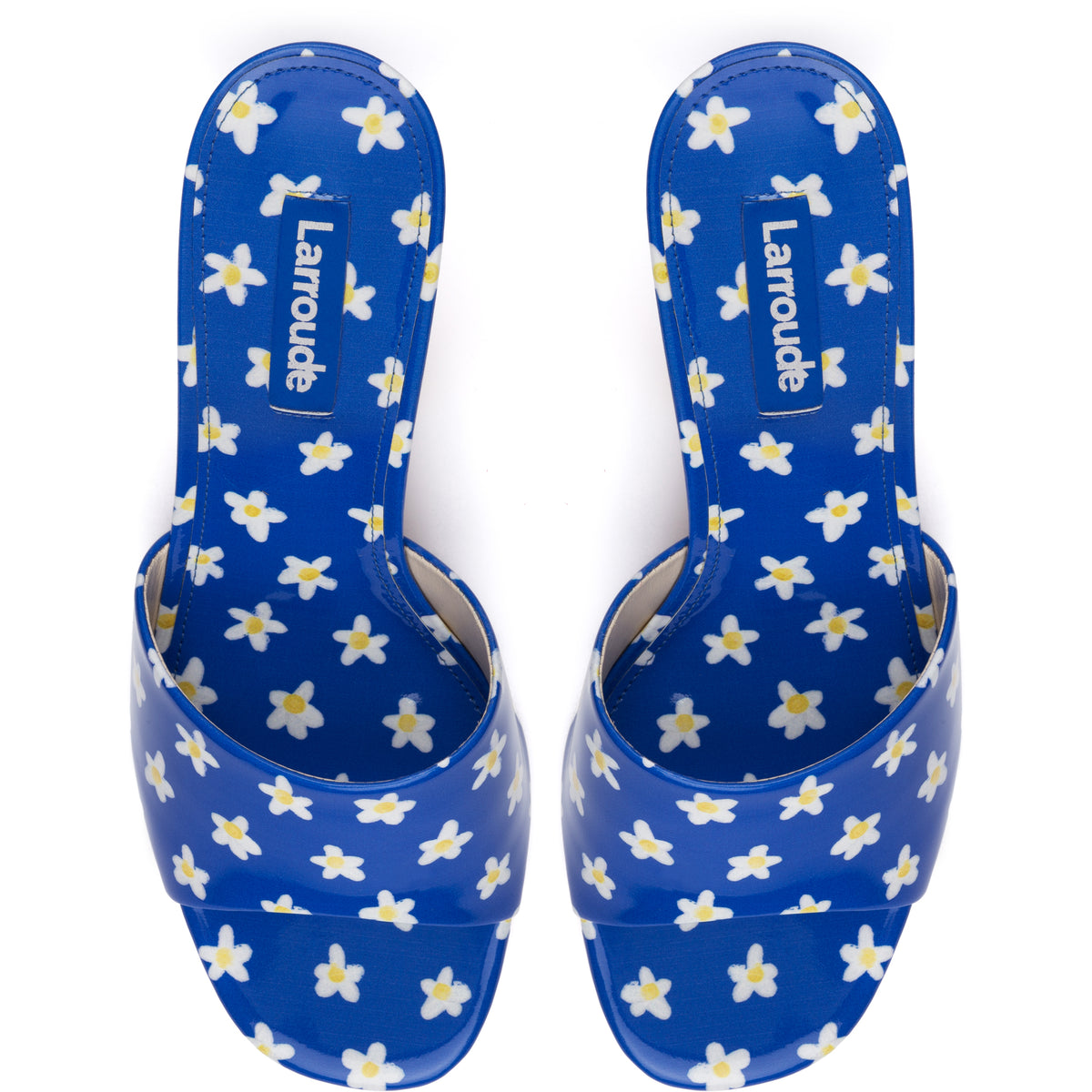 Colette Mule In Blue Floral Patent Leather