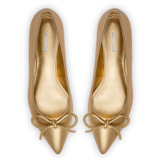 Lee Flat In Gold Metallic Leather