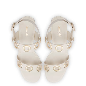 Milan Sandal In Ivory Leather - Larroude