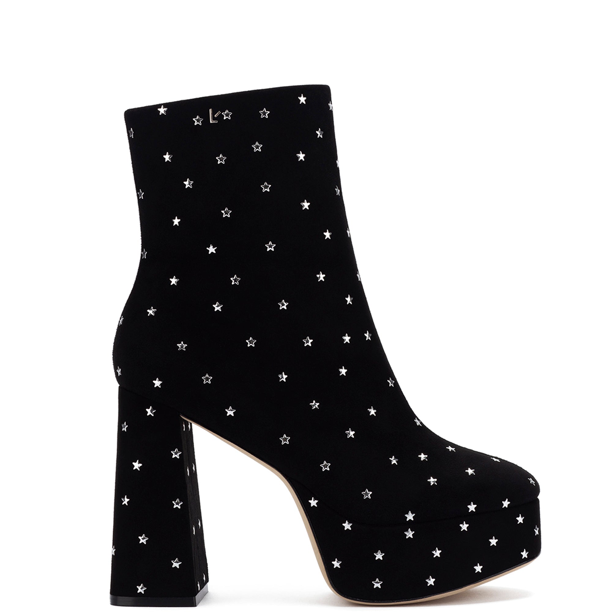 Dolly Boot In Black Suede and Silver Stars