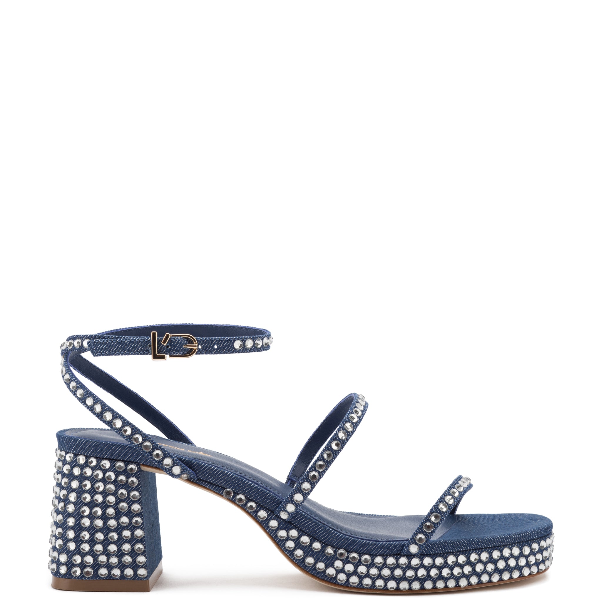 Sandalia Gio Crystal en denim azul