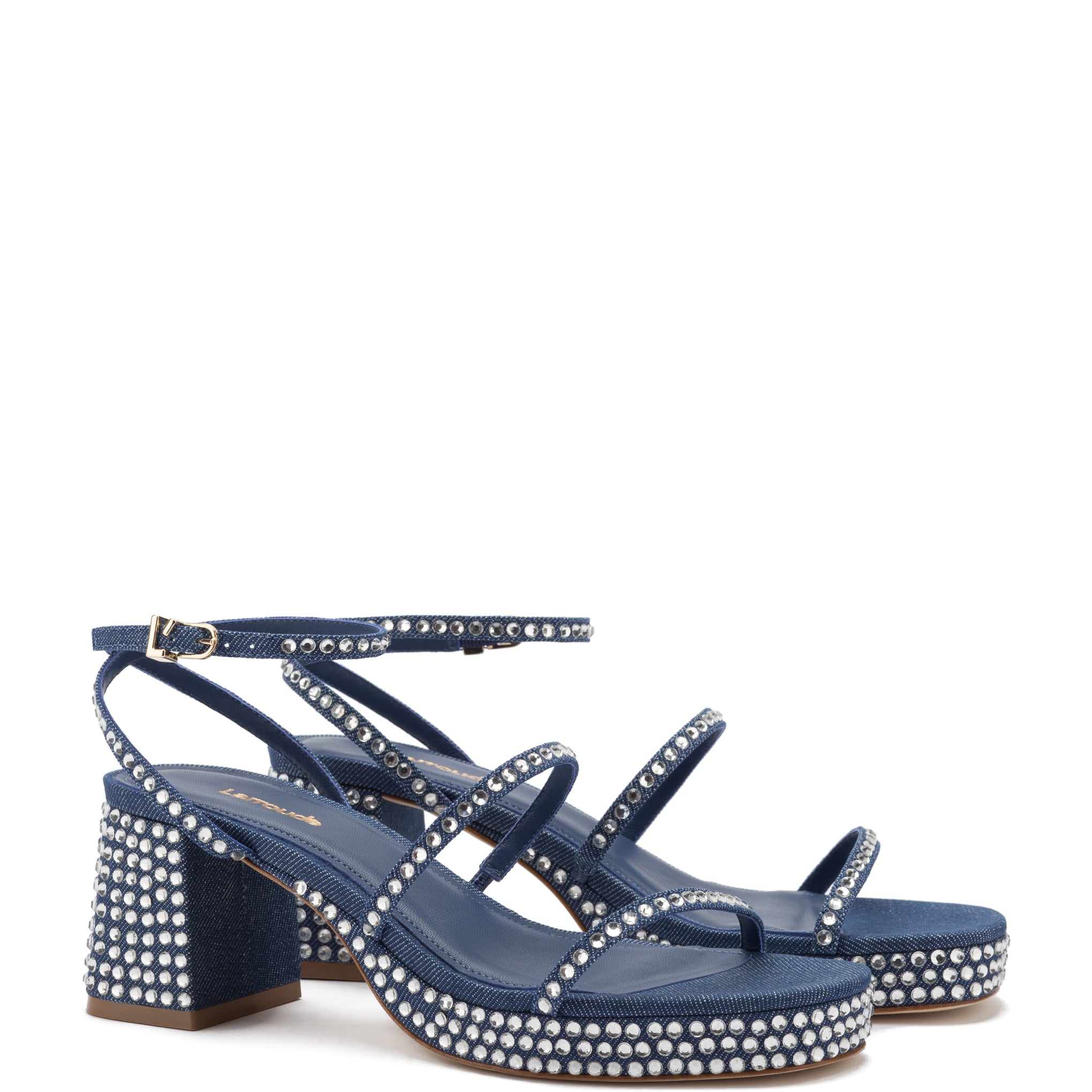 Sandalia Gio Crystal en denim azul