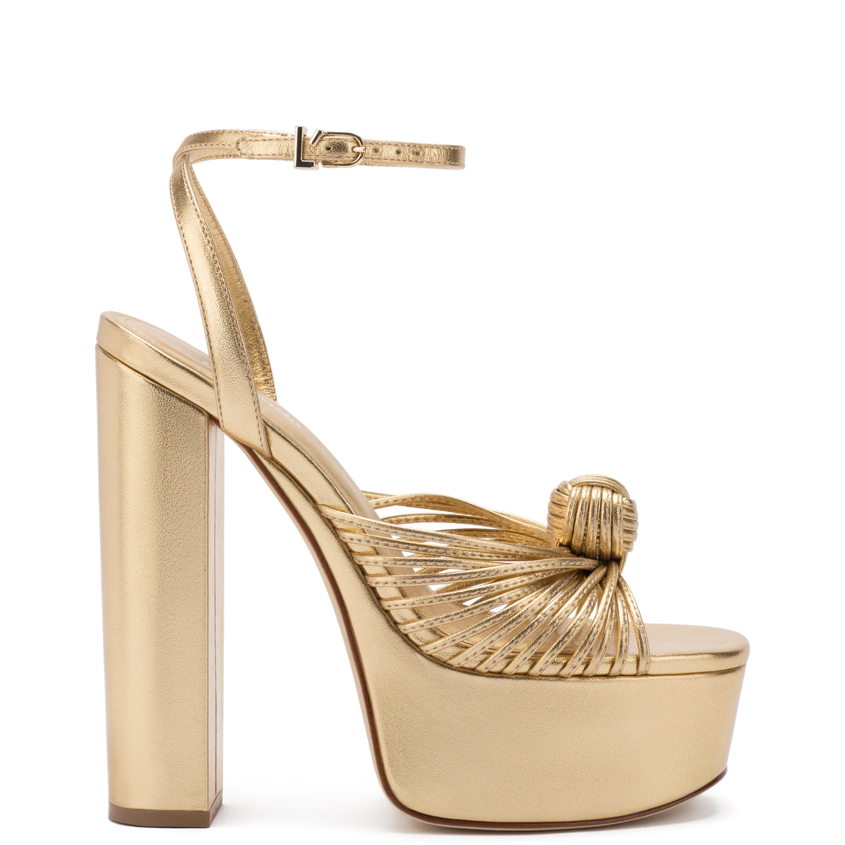 Valerie Platform Sandal In Gold Metallic Leather