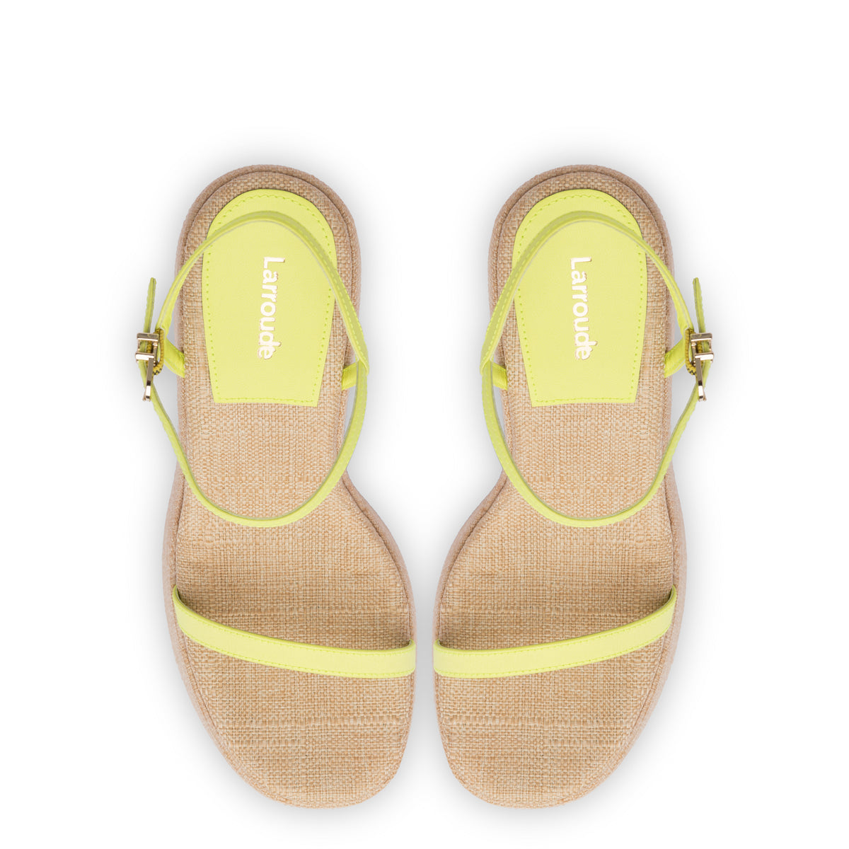 Wanda Platform Sandal In Lemon Satin and Raffia
