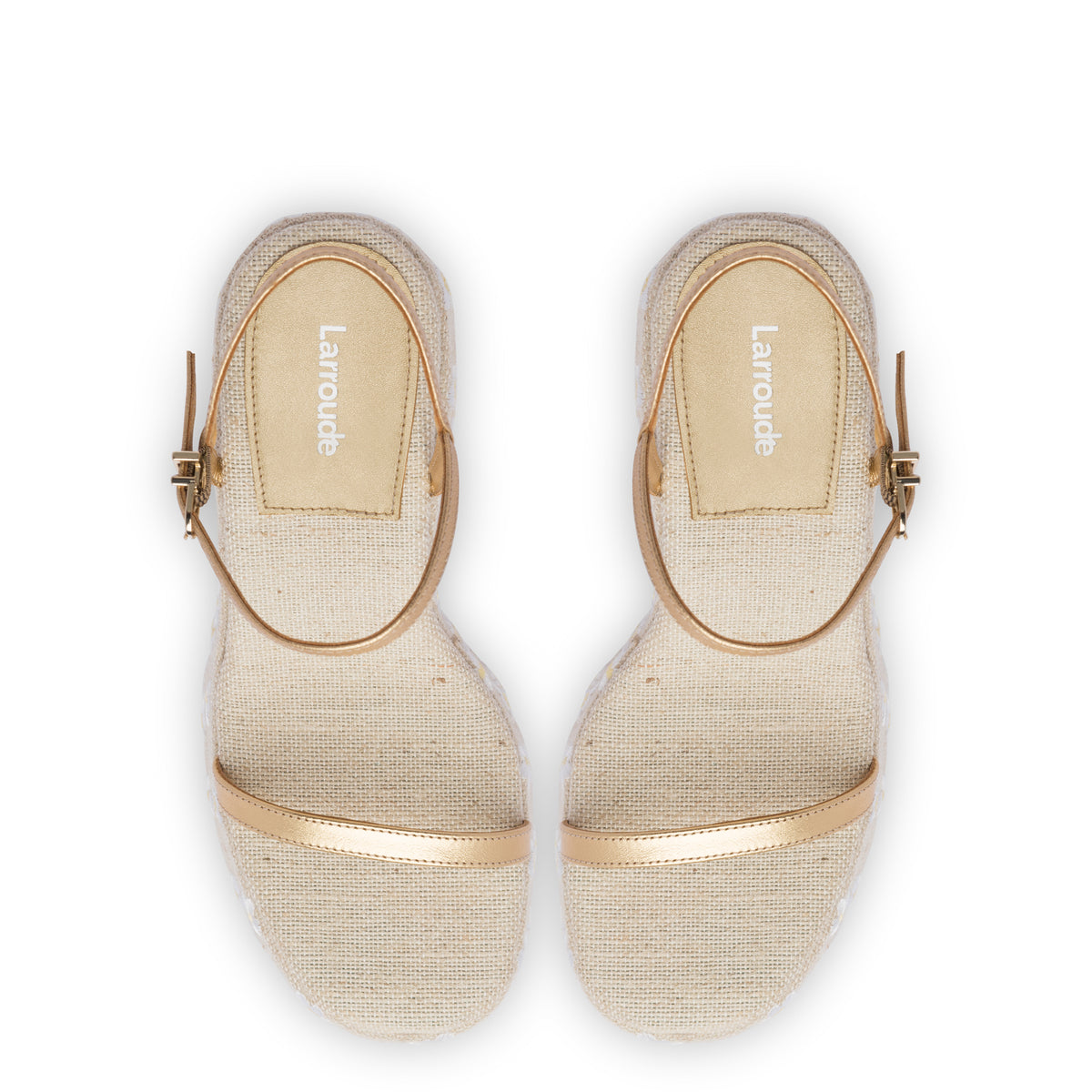 Wanda Platform Sandal In Gold Metallic Leather and Raffia